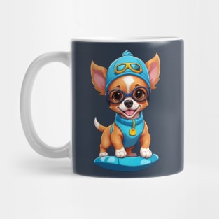 Cute Puppy Splashing in Water Mug